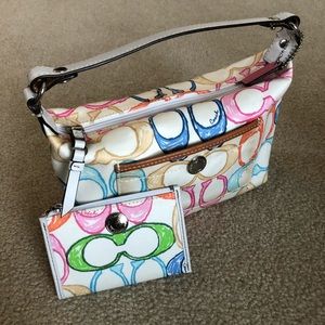 Coach Multi-Colored Shoulder Bag and Wallet Bundle